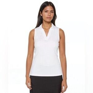 Women's PGA Tour Airflux Sleeveless Golf Polo Size Medium‎ White Collared